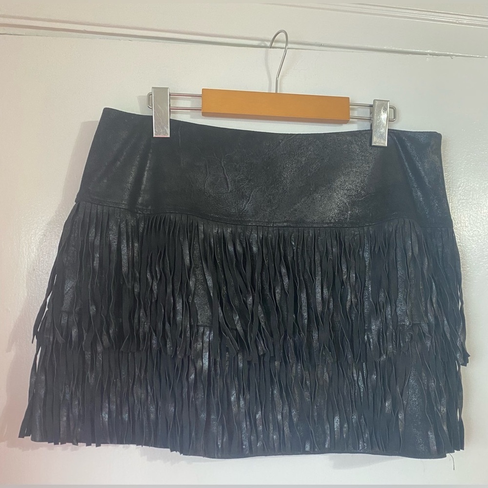 Black Highline Fringe Mini Skirt